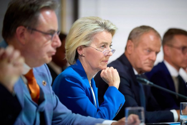 The European Union led by Commission President Ursula Von der Leyen on Wednesday announced it was proposing a package of punitive measures targeting Israel over its war in Gaza. Photo by President Ukraine Office/UPI