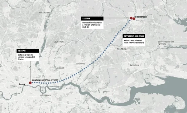 Карта розшуку мігранта-втікача з Еппінга. Фото: Metro.