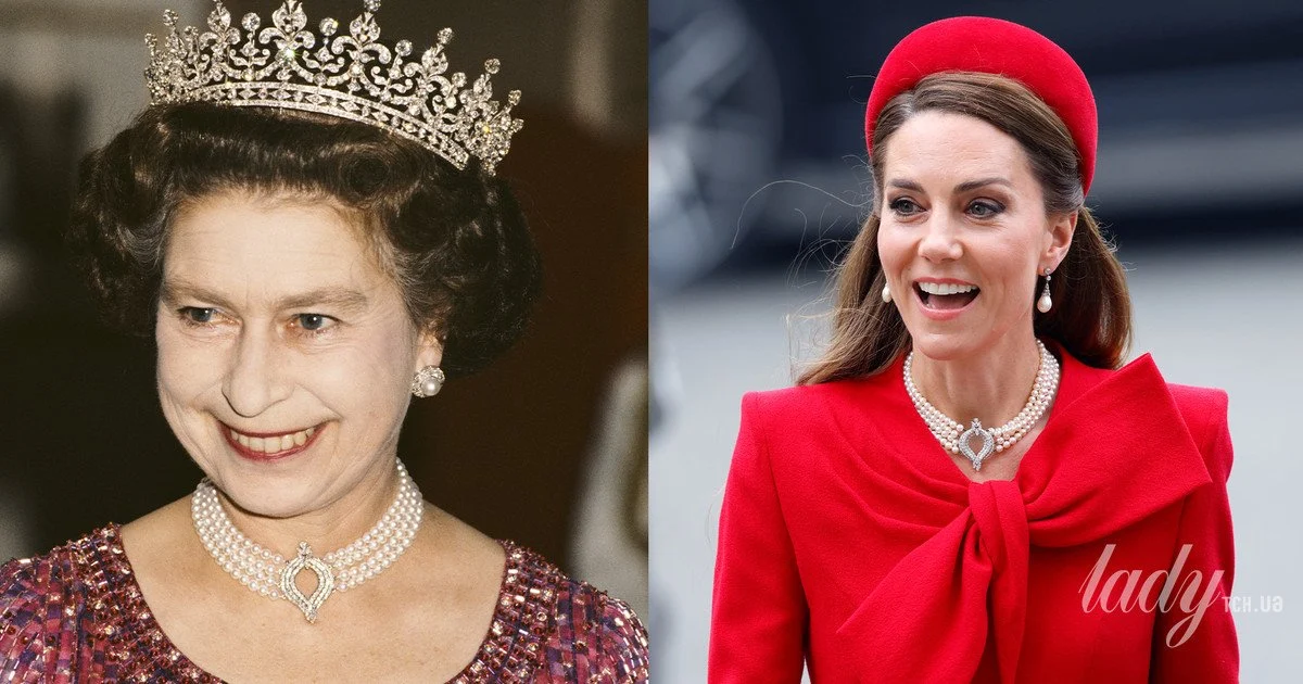 Queen Elizabeth II and Princess of Wales Kate