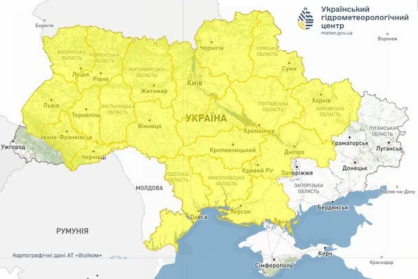 Україну охоплює небезпечна погода: де очікуються сильні морози, а де варто уникати виходу на вулицю 4 Попередження про негоду в Україні 28 травня / © Укргідрометцентр
