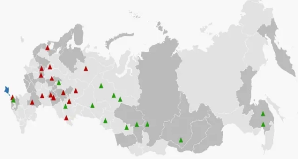 мапа Росії з позначками