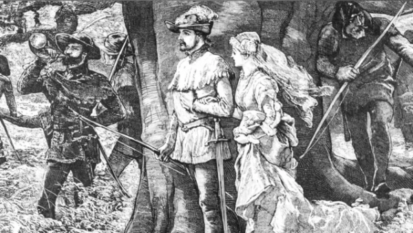 Черно-белая иллюстрация свадьбы