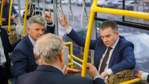 Мер Вінниці Сергій Моргунов у 2019 році на відкритті тролейбусу "Вінниця", який зібрала місцева транспортна компанія