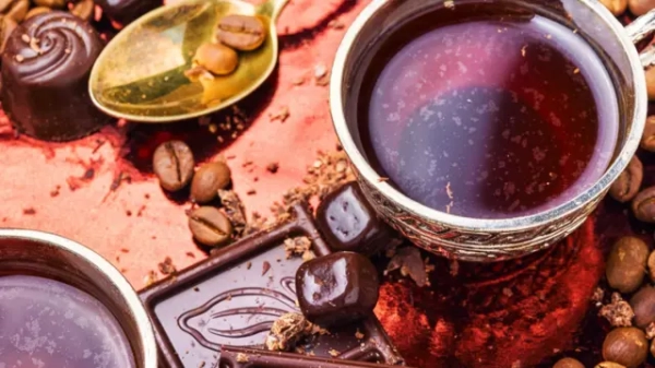 10 чудових продуктів для пам'яті 14 Кава і шоколад — стокове фото