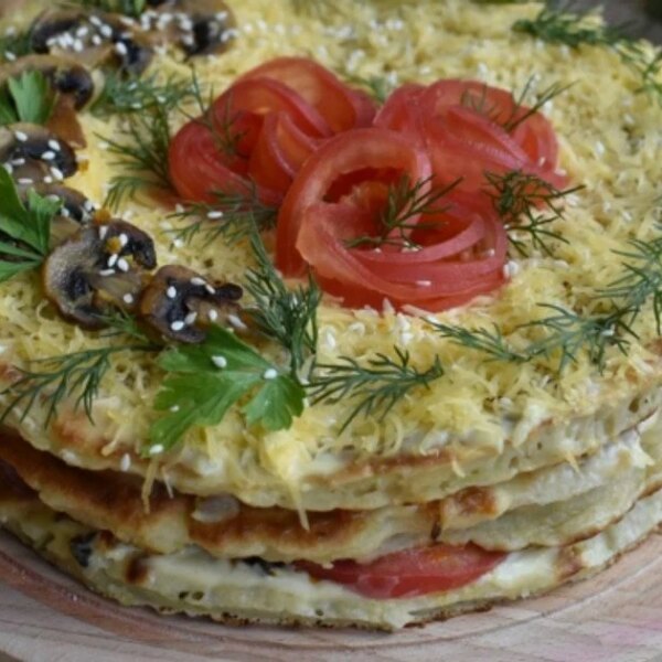Торт-закуска з цукіні та грибами