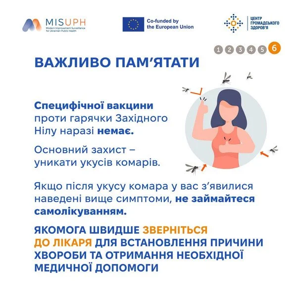  Застереження щодо гарячки Західного Нілу. Фото: Центр громадського здоров’я України / © соцмережі