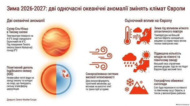 Європа відчує незвично сувору зиму: метеорологи рекомендують готуватися до "зіткнення двох океанів". 2