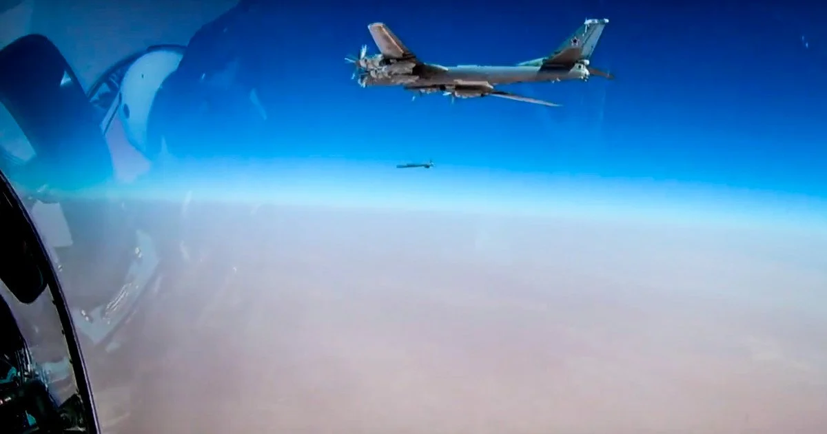 Russian strategic bomber Tu-95 launching a Kh-101 missile